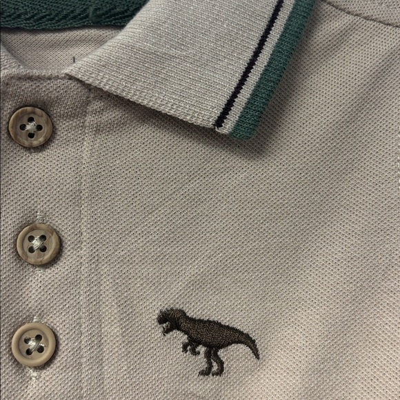 NWT Kid’s Headquarters Dino Tan Polo, Dino Green Tee & Brown Shorts 3-Piece Set - Picture 5 of 10